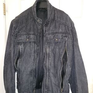 Mens armored vented denim black motorcycle jacket XXL